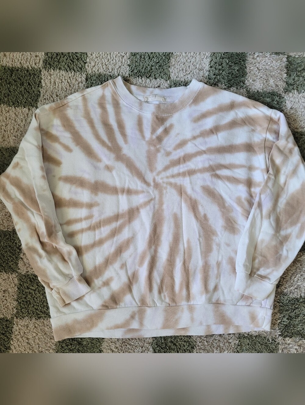 Tie-Dye Crewneck Sweatshirt in Cream & Tan